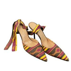 Casedei Italy Multicolor Closed Pointed Toe Heels Southwestern Aztec Pumps Sz 7